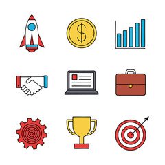 startup and entrepreneurship icon bundle.