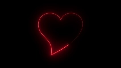 Red Neon Heart Shape Silhouette on Black Background Love and Romance Concept image