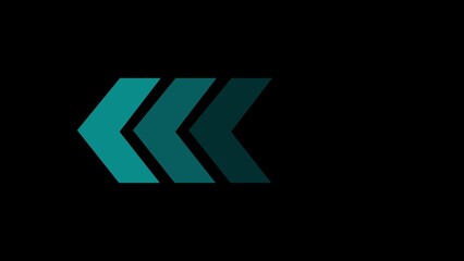 Teal Chevron Arrow Graphic on Black Background Abstract Composition turquoise green