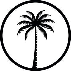 Minimalist palm tree circle icon
