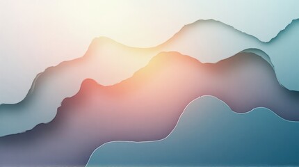 Abstract Mountain Landscape with Soft Pastel Colors and Gentle Light Artistic Nature Scene for Creative Design