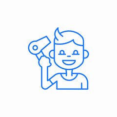 kid hairdrying icon sign vector