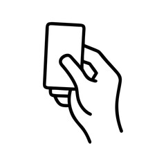 Obraz premium Hand holding a smartphone with blank screen in minimalist style 
