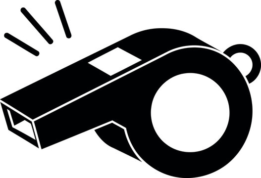 Black whistle icon referee coach signal sound