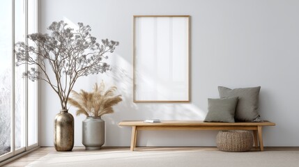 White wall with frame in modern room