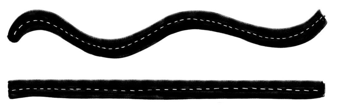 Road street doodle illustration set.