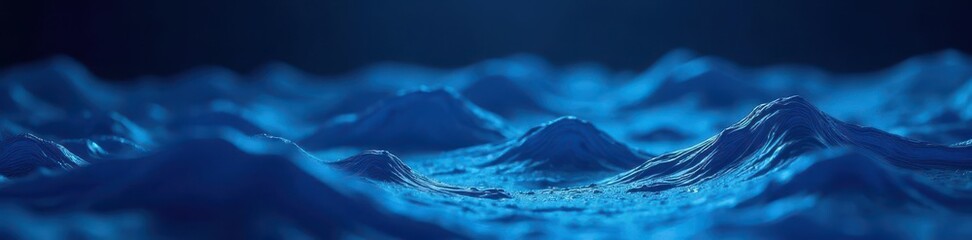 Deep blue undulating waves, subtle dark background, ocean, abstract, illustration
