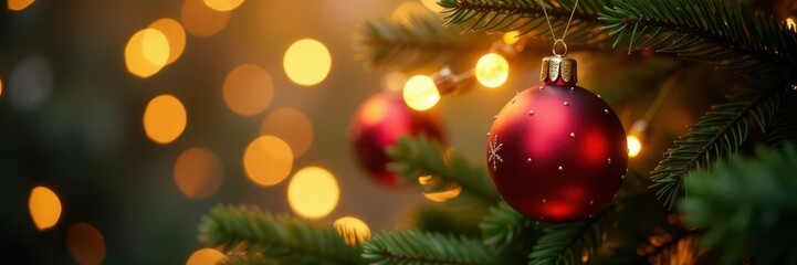 Golden bokeh, blurred Christmas tree ornaments , defocused, blurred lights