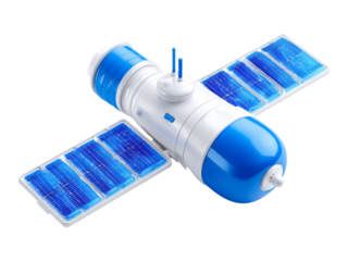 Isolated Spacecraft Model on Transparent Background with Solar Panels