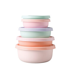 Stacked Pastel Food Storage Containers with Lids