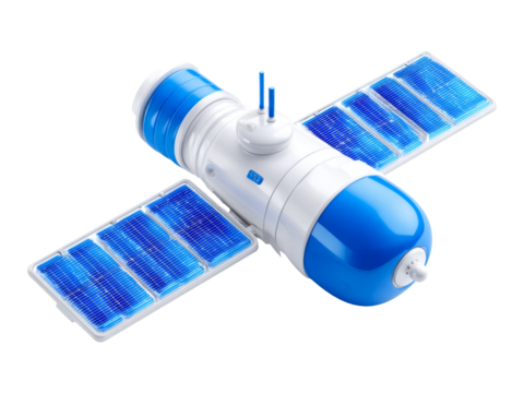 Isolated Spacecraft Model on Transparent Background with Solar Panels