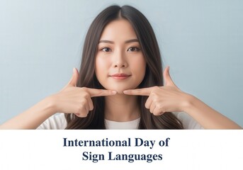 Young woman demonstrating sign language on international day