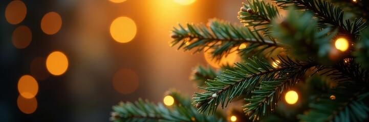 Abstract gold lights, out-of-focus decorated tree , lights, bokeh