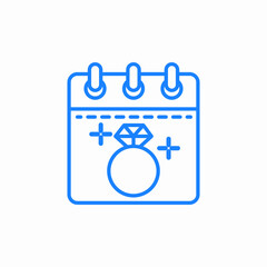 calendar diamond ring icon sign vector