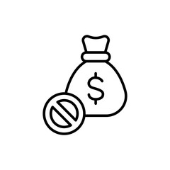 Fake money outline icons, minimalist vector illustration ,simple transparent graphic element .Isolated on white background