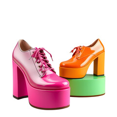 Platform Heels Pink and Orange 70s Style