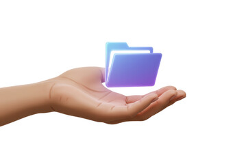 Isolated Hand Offering a Folder with Digital Documents