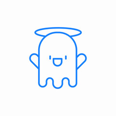 cartoon ghost with a halo icon sign vector