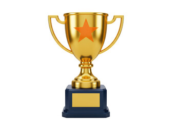Isolated Gold Trophy with Orange Star Emblem