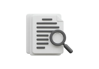 Isolated Stack of Documents with Magnifying Glass