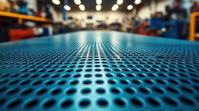 Perforated metal surface in a workshop