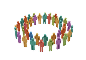 Isolated Circle of Colorful People Figures for Community and Diversity