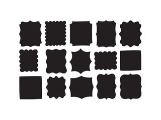 Collection of decorative black frames vector isolated on white background