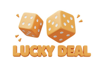 Isolated Lucky Deal Text with Dice for Chance