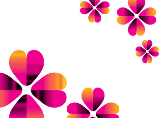 Floral frame. Vector colorful flowers on a white background. Modern pattern of pink petals. Design element for packaging advertising, video, covers, textiles. Trendy vector background