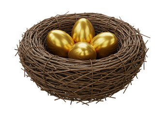 Isolated Nest Full of Gleaming Golden Eggs