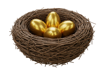 Isolated Nest Full of Gleaming Golden Eggs