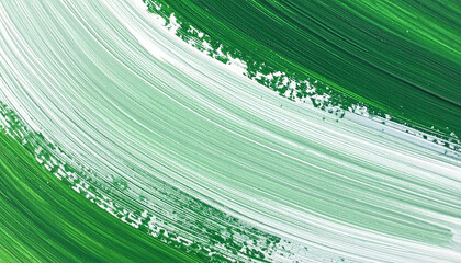 Green and white painting with sweeping brushstrokes. Hand drawn art. Oil paint. Abstract backdrop