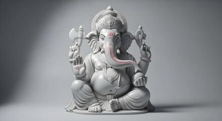 Ganesha Statue: White Hindu Deity Sculpture Symbolizing Wisdom, Prosperity, and Good Fortune
