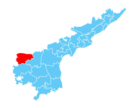 Kurnool dist highlighted on Andhra pradesh map