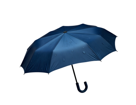 Closed dark blue umbrella isolated on transparent background. - Powered by Adobe
