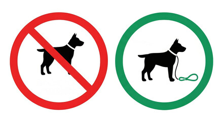 Contrasting dog signs forbidden and allowed