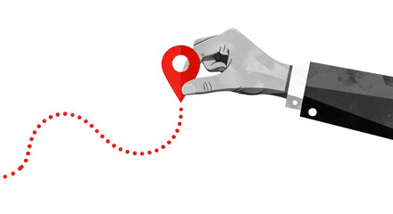 Destination set Hand places red marker