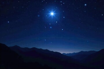 A single star shines brightly in the night sky, a celestial beacon amidst the darkness Perfect for projects needing a cosmic, magical, or spiritual feel , sky, beauty, light source