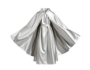 Fototapeta premium Elegant White Silk Gown with Flowing Cape