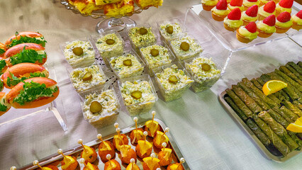 canapés, bakery products and olive oil dishes at the open buffet breakfast