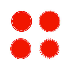 set of red round labels