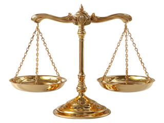 Elegant Gold Scale of Justice Isolated on Transparent Background