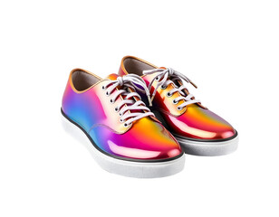 Colorful Iridescent Sneakers with White Laces and Soles