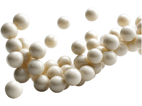 White Round Objects Floating on Transparent Background in Isolated Scene