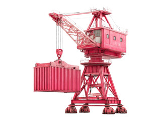 Bright Pink Crane on Transparent Background for Isolated Images