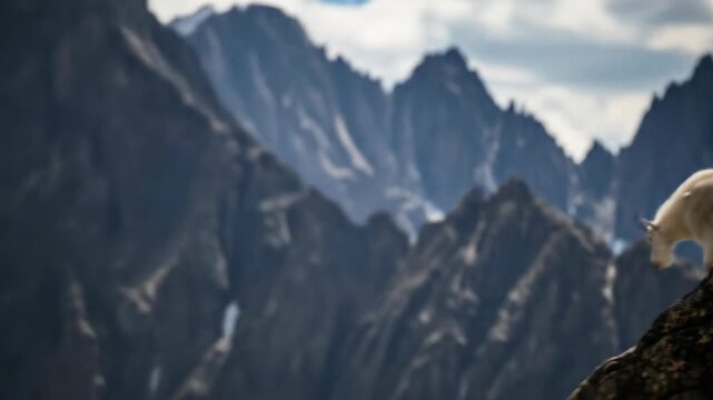 Mountain Goat on Rocky Peak, Rocky Mountains