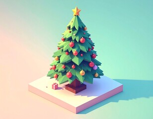 3D Isometric Christmas Tree Illustration