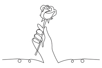 Rose flower continuous one line art for wedding or greeting cards