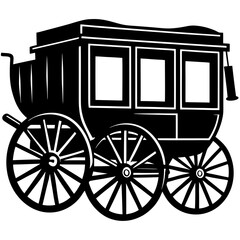 Fototapeta premium Stagecoach Vector Linocut Silhouette | Generative AI Artwork