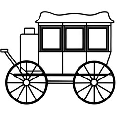 Stagecoach Vector Linocut Silhouette | Generative AI Artwork